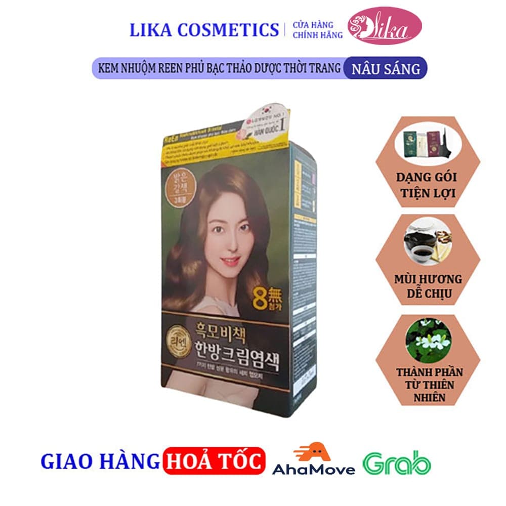 Kem nhuộm REEN Phủ Bạc Thảo Dược Thời Trang Light Brown- Nâu Sáng