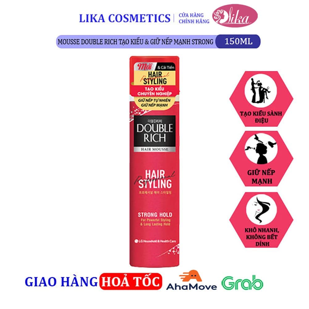 Mousse Double Rich tạo kiểu & giữ nếp mạnh Strong 150ml