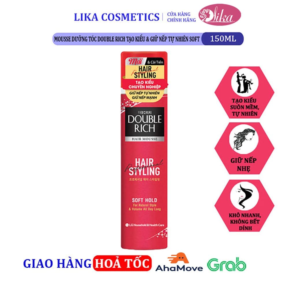 Mousse Dưỡng Tóc Double Rich tạo kiểu & giữ nếp tự nhiên Soft 150ml