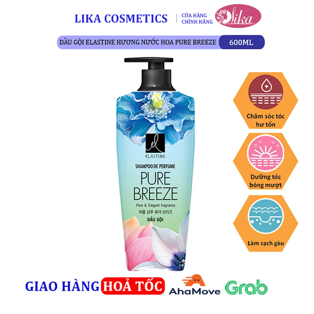 Dầu gội Elastine hương nước hoa Pure Breeze 600ml 6 Dầu gội Elastine hương nước hoa Pure Breeze 600ml