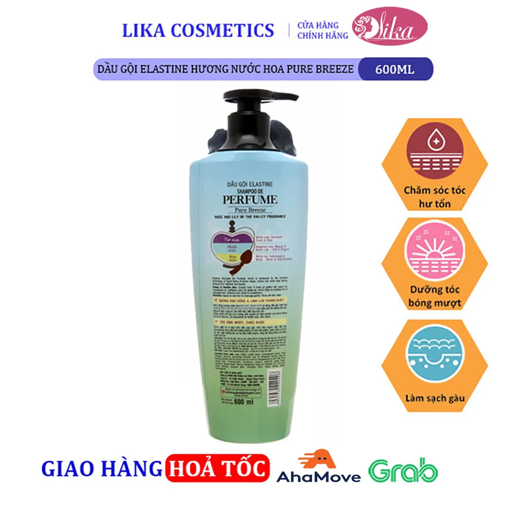 Dầu gội Elastine hương nước hoa Pure Breeze 600ml 2 Dầu gội Elastine hương nước hoa Pure Breeze 600ml