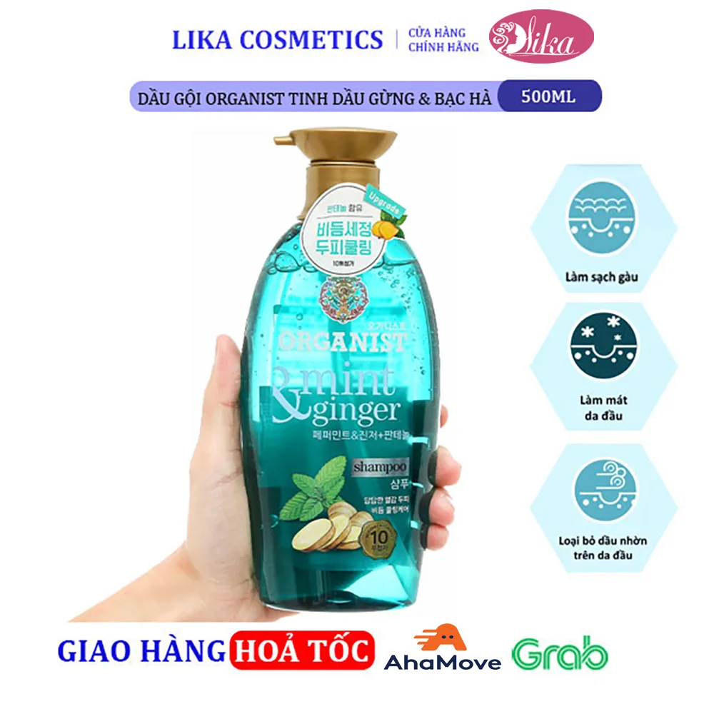 Dầu gội Organic Tinh dầu Gừng & Bạc hà 500ml