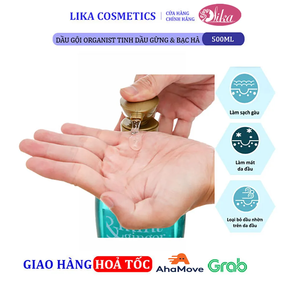 Dầu gội Organic Tinh dầu Gừng & Bạc hà 500ml