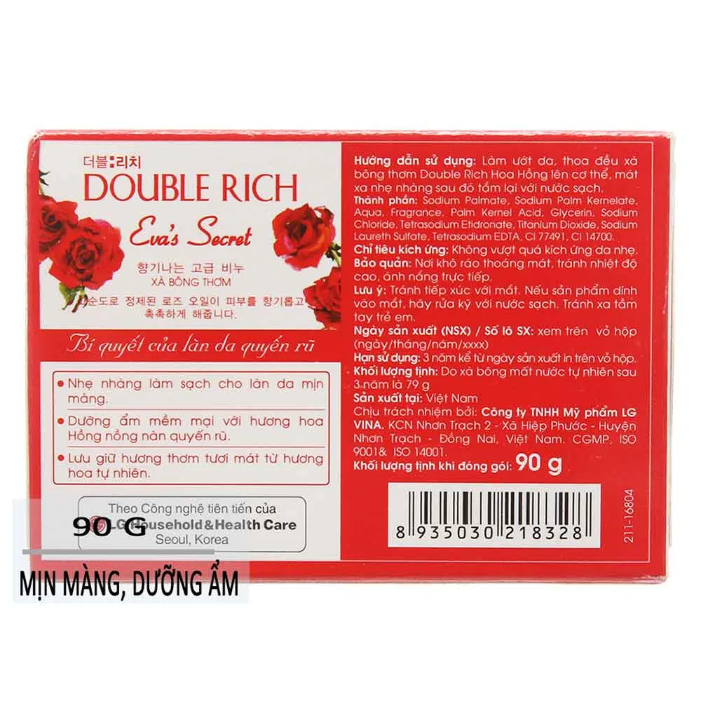 Xà bông Double Rich Hương Hoa Hồng 90g 2 Hướng dẫn sử dụng Xà bông Double Rich Hương Hoa Hồng 90g