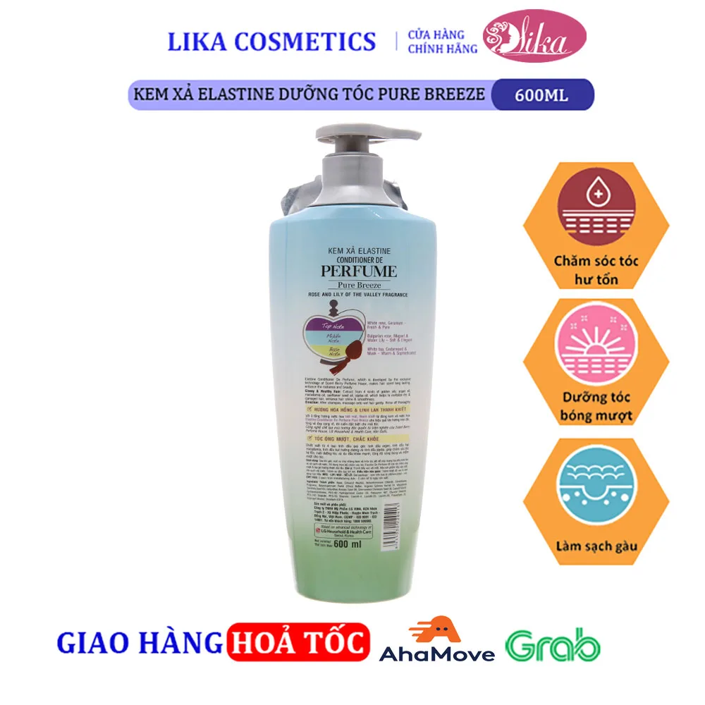 Kem xả Elastine dưỡng tóc Pure Breeze 600ml 2 Kem xả Elastine dưỡng tóc Pure Breeze 600ml