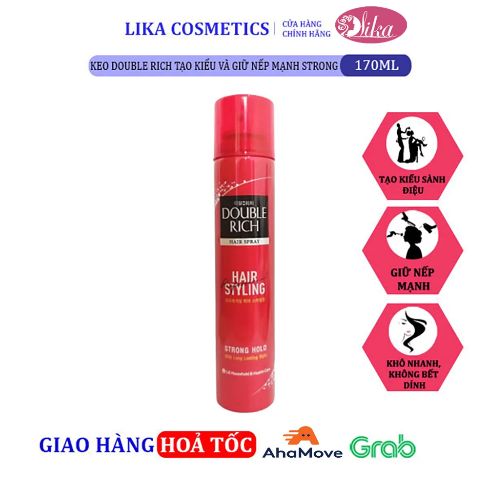 Keo Double Rich Strong 170ml - Tạo kiểu và giữ nếp mạnh 3 Keo Double Rich tạo kiểu và giữ nếp mạnh Strong 170ml