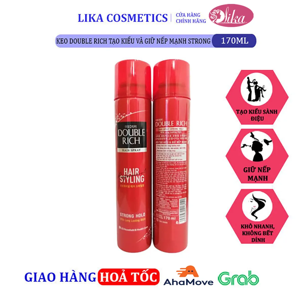 Keo Double Rich Strong 170ml - Tạo kiểu và giữ nếp mạnh 7 Keo Double Rich tạo kiểu và giữ nếp mạnh Strong 170ml