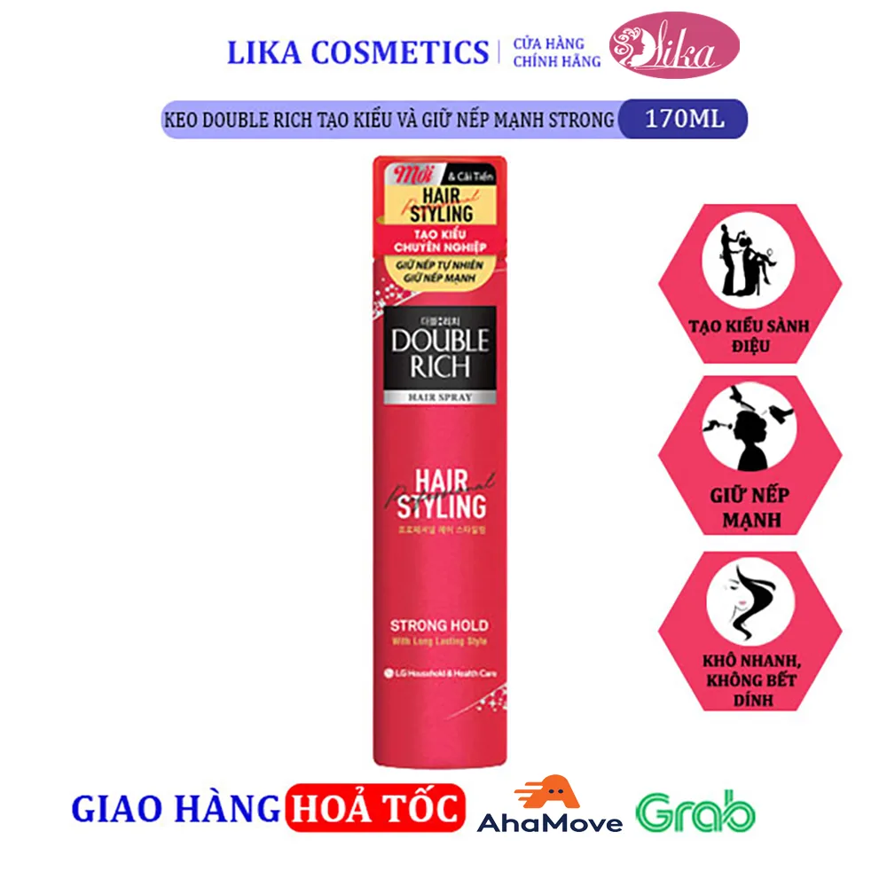 Keo Double Rich Strong 170ml - Tạo kiểu và giữ nếp mạnh 6 Keo Double Rich tạo kiểu và giữ nếp mạnh Strong 170ml