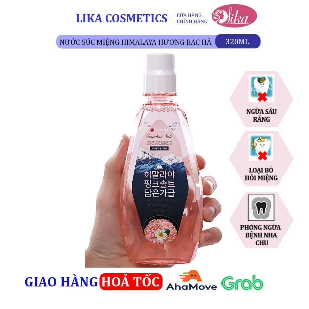 Nước Súc Miệng Bamboo Himalaya Pink Salt Floral Mint Hương Hoa Bạc Hà 320ml