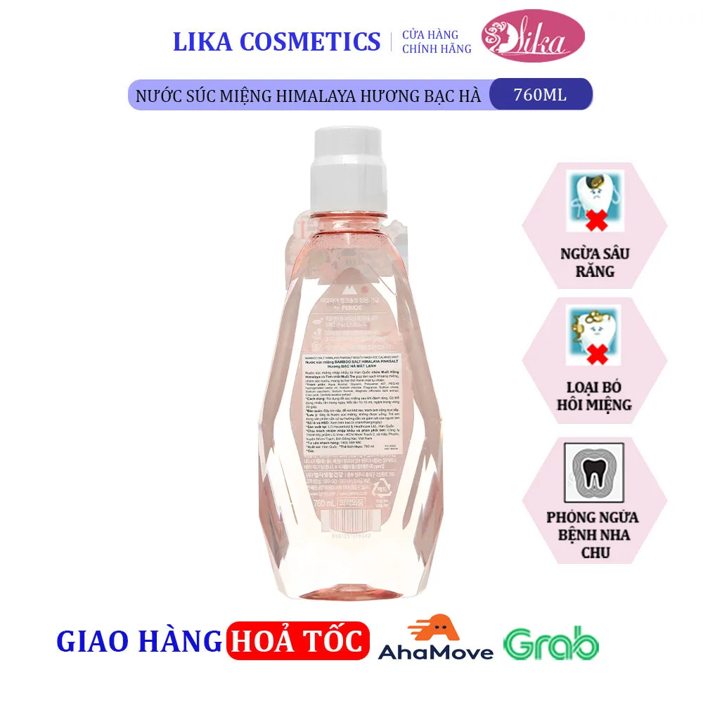 Nước súc miệng Bamboo Salt Ice Calming Mint 760ml 2 Nước súc miệng Bamboo Himalaya Pink Salt Ice Calming Mint 760ml Hương Bạc Hà