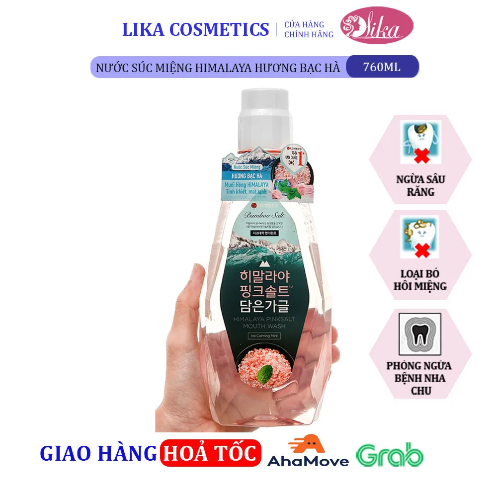 Nước súc miệng Bamboo Salt Ice Calming Mint 760ml 5 Nước súc miệng Bamboo Himalaya Pink Salt Ice Calming Mint 760ml Hương Bạc Hà