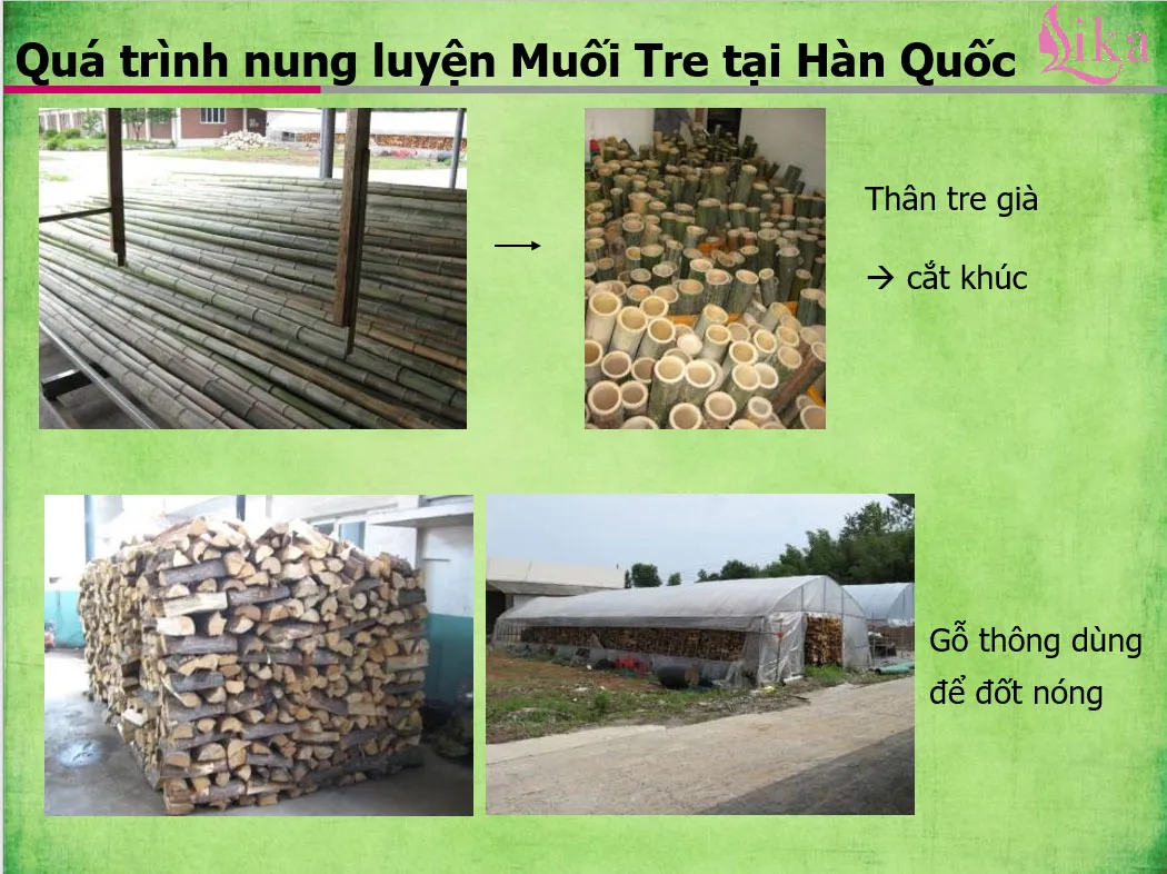 Quá trình nung luyện muối tre Bamboo Salt Hàn Quốc 1