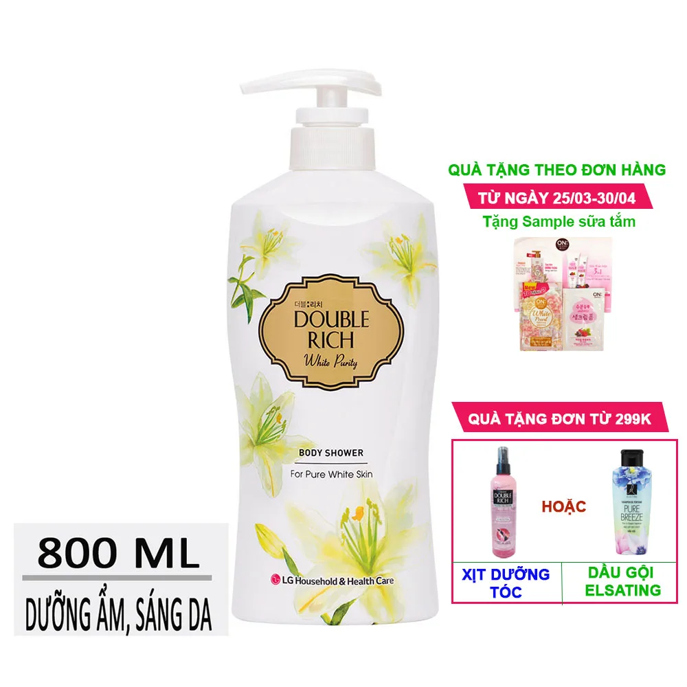 Sữa tắm trắng da Double Rich hương Hoa lily chai 800g