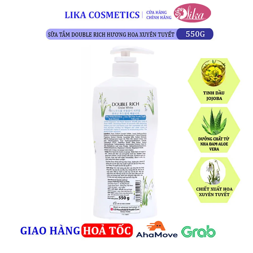 Sữa tắm Double Rich Hoa Xuyên Tuyết 550g 2 Sữa tắm Double Rich Hoa Xuyên Tuyết 550g