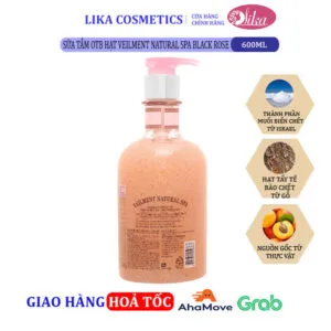 Lika Cosmetics - Mỹ Phẩm Tiêu Dùng Hàn Quốc 53 Sữa tắm OTB hạt Veilment Natural Spa Black Rose 600g