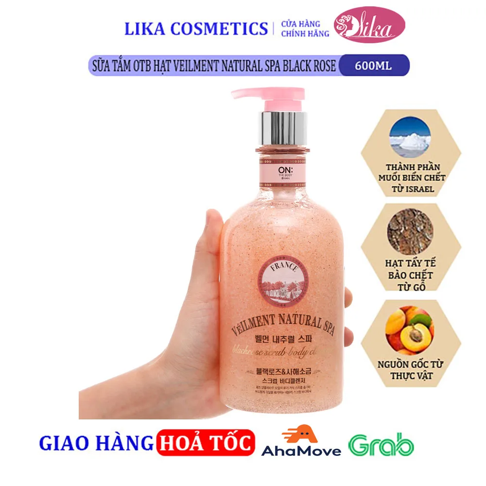Sữa tắm OTB hạt Veilment Natural Spa Black Rose 600g