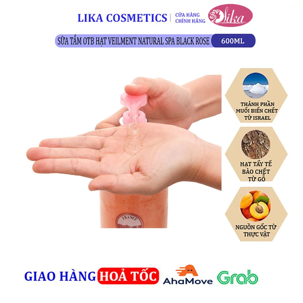 Sữa tắm OTB hạt Veilment Natural Spa Black Rose 600g