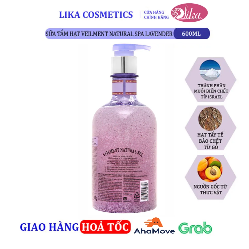 Sữa tắm On The Body hạt Veilment Natural Spa Lavender 600g 2 Sữa tắm On The Body hạt Veilment Natural Spa Lavender 600g