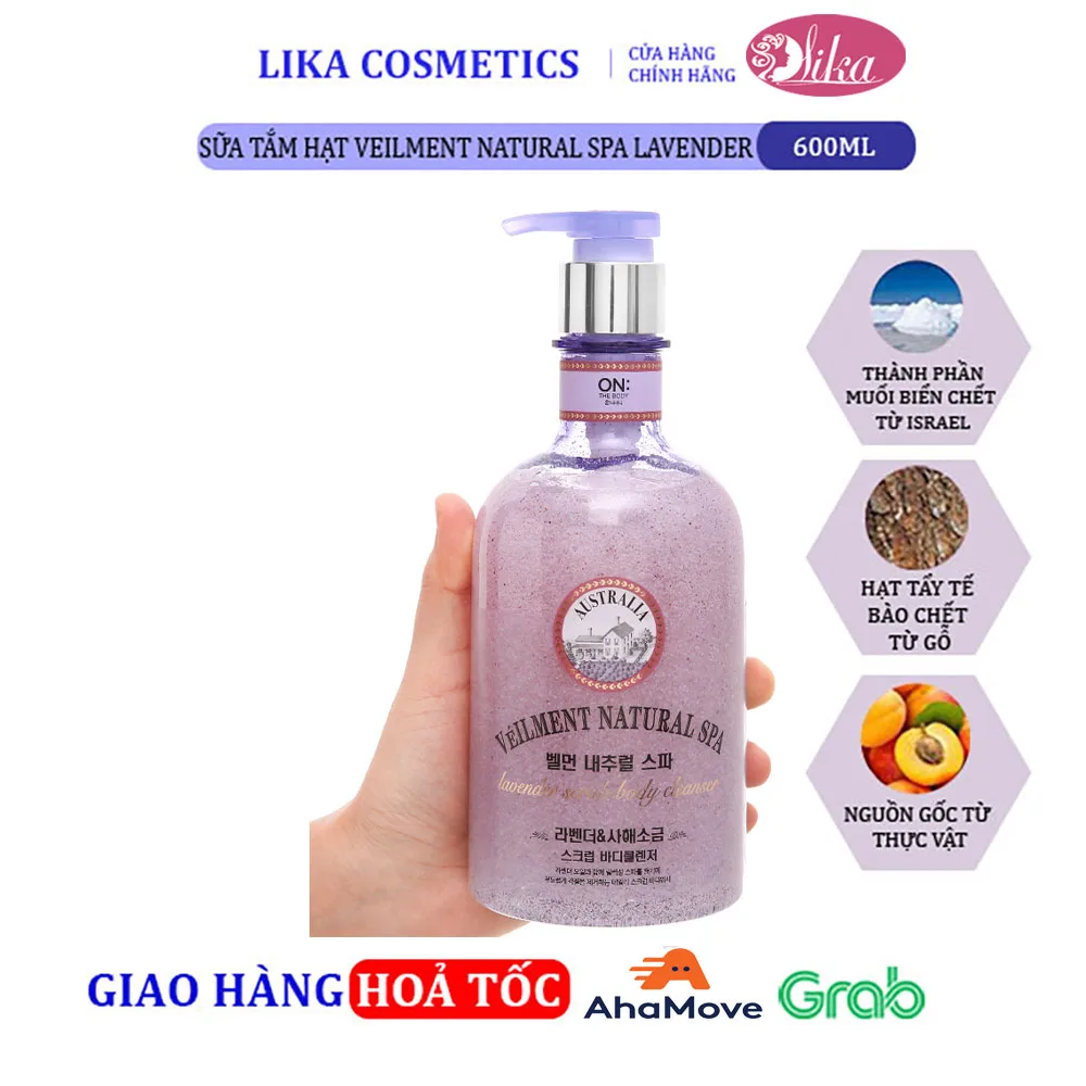 Sữa tắm On The Body hạt Veilment Natural Spa Lavender 600g 15 Sữa tắm On The Body hạt Veilment Natural Spa Lavender 600g