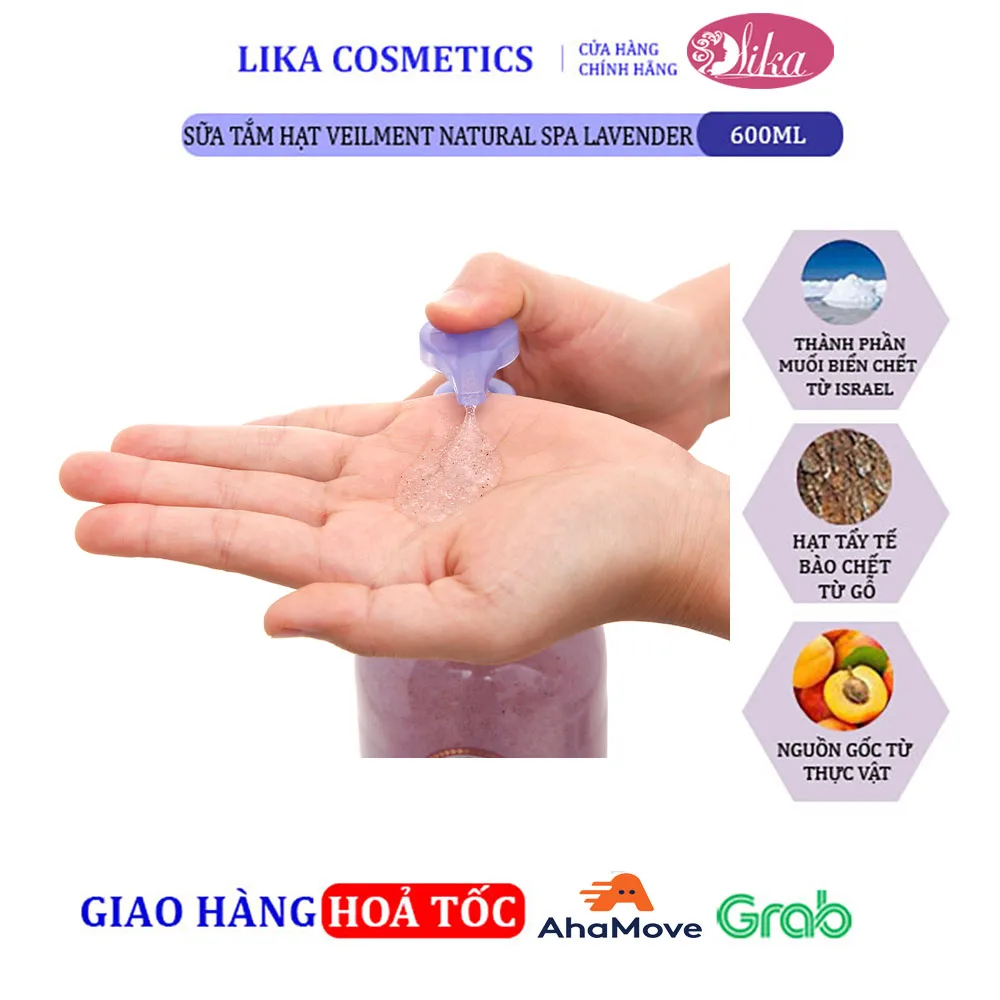 Sữa tắm On The Body hạt Veilment Natural Spa Lavender 600g 4 Sữa tắm On The Body hạt Veilment Natural Spa Lavender 600g