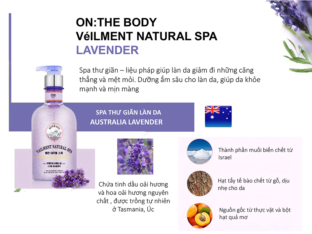 Sữa tắm hạt Veilment Natural Spa Lavender 600g