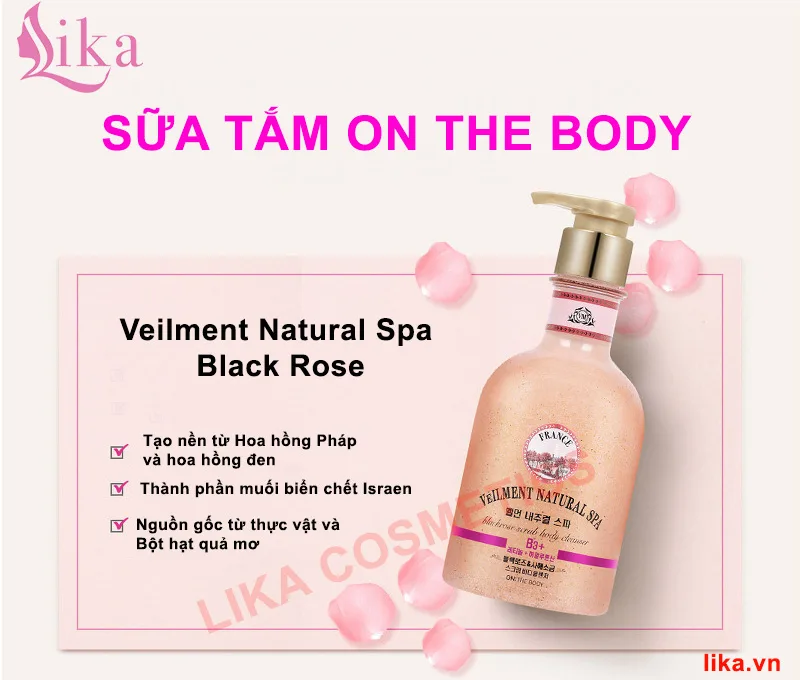 Sữa tắm On The Body hạt Veilment Natural Spa Black Rose