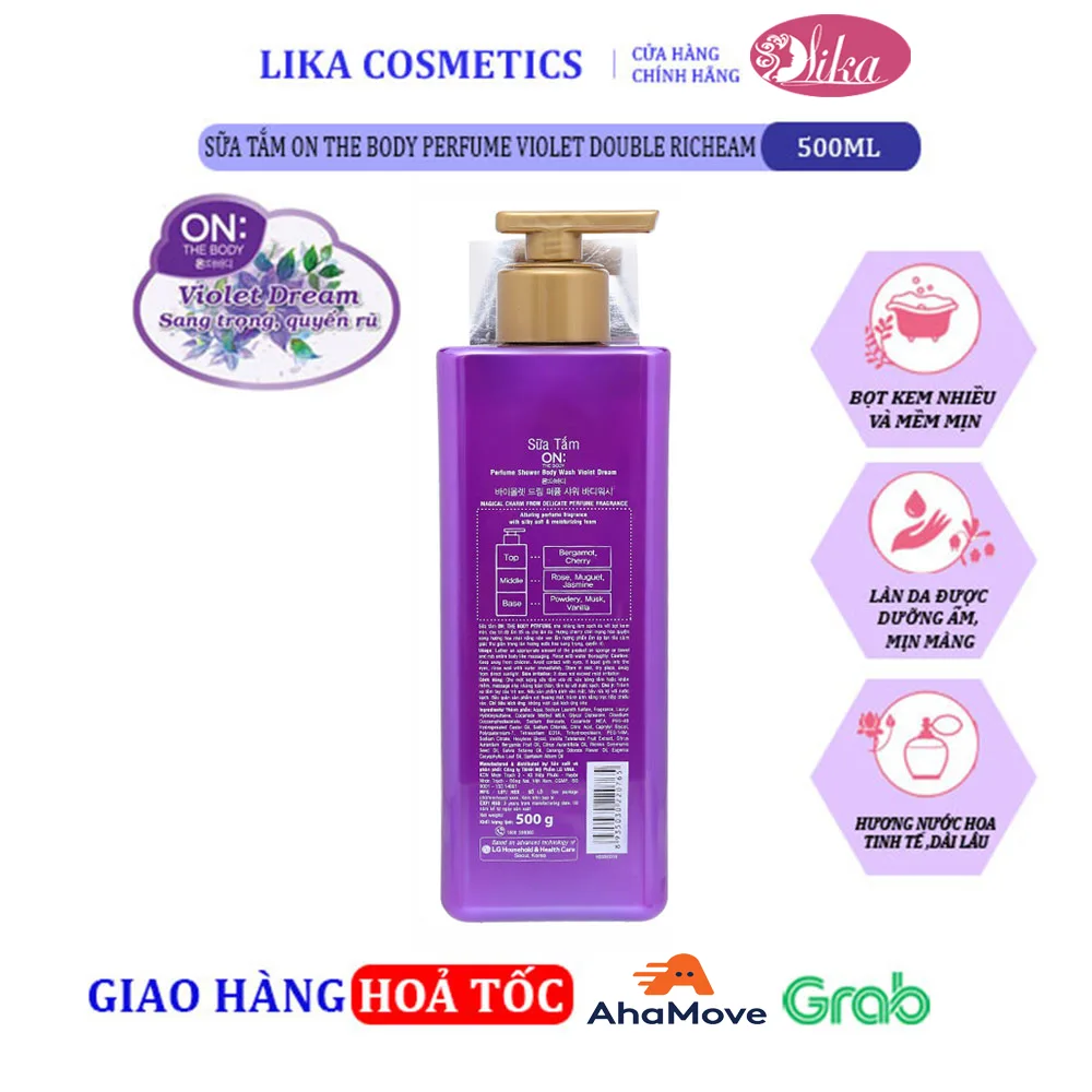 Sữa tắm On The Body Perfume Violet Double Richeam 500g 2 Sữa tắm On The Body Perfume Violet Double Richeam 500g