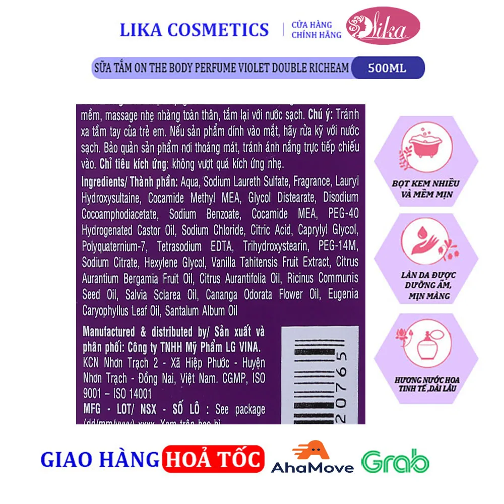 Sữa tắm On The Body Perfume Violet Double Richeam 500g 3 Sữa tắm On The Body Perfume Violet Double Richeam 500g