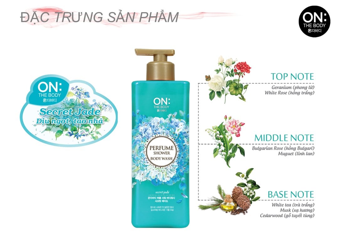 Sữa tắm On The Body Perfume Secret Jade 500g 10 Sữa tắm On The Body Perfume Secret Jade 500g