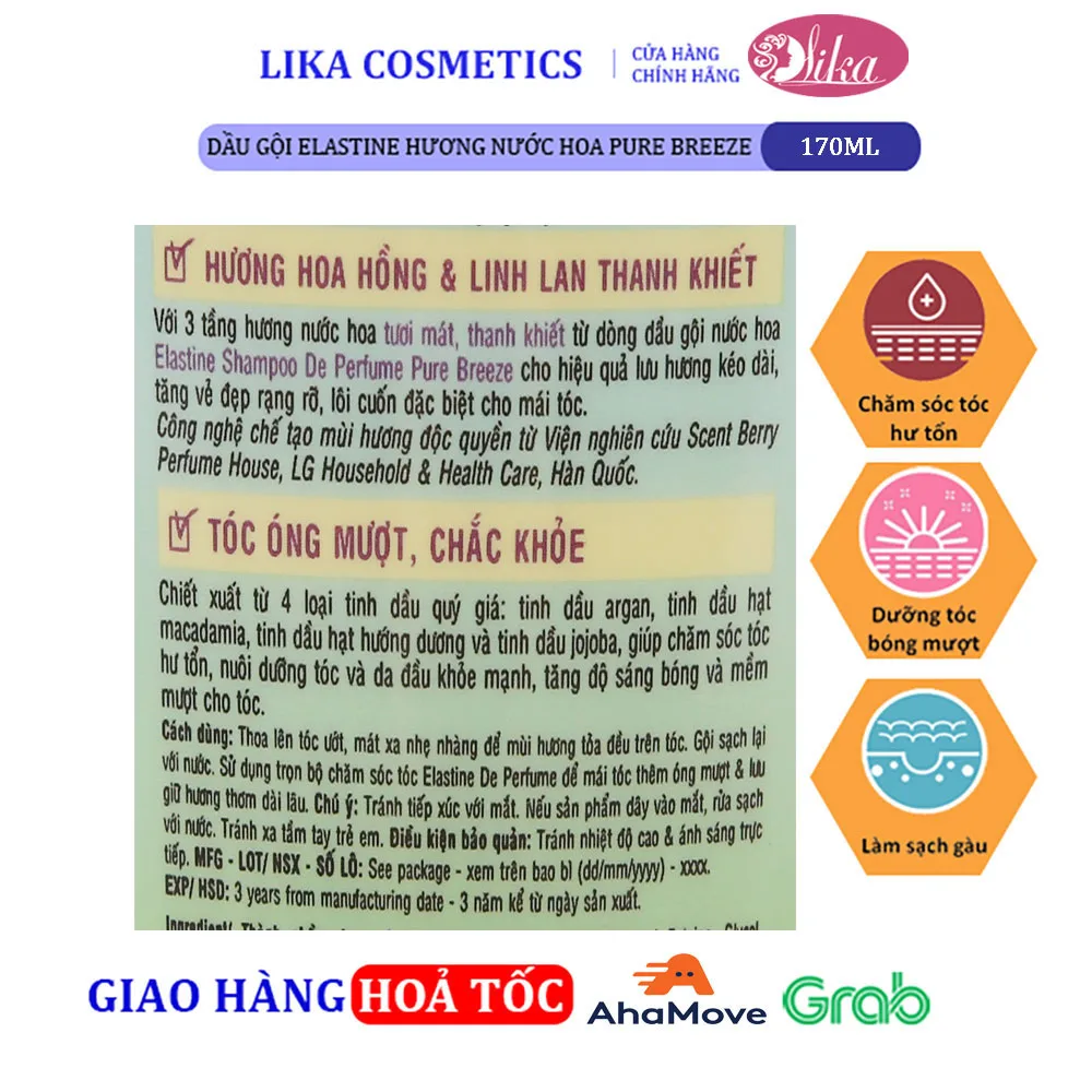 Dầu gội Elastine hương nước hoa Pure Breeze 170ml