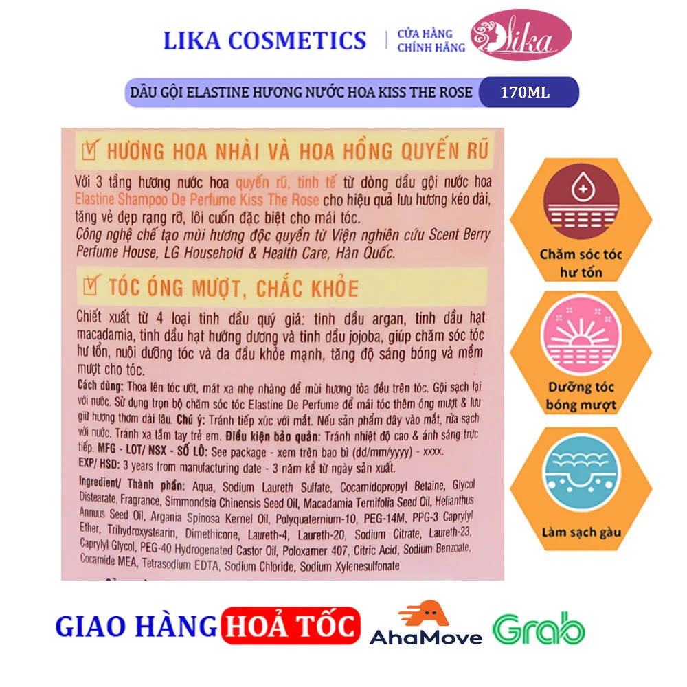Dầu gội Elastine hương nước hoa Kiss The Rose 170ml