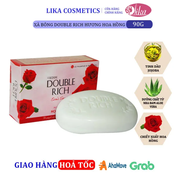 Xà bông Double Rich Hương Hoa Hồng 90g 10 Xà bông Double Rich Hương Hoa Hồng 90g