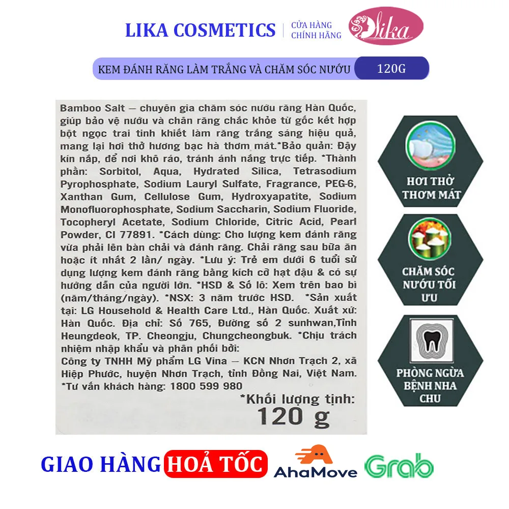 Kem Đánh Răng Bamboo Salt làm trắng và chăm sóc nướu 120g