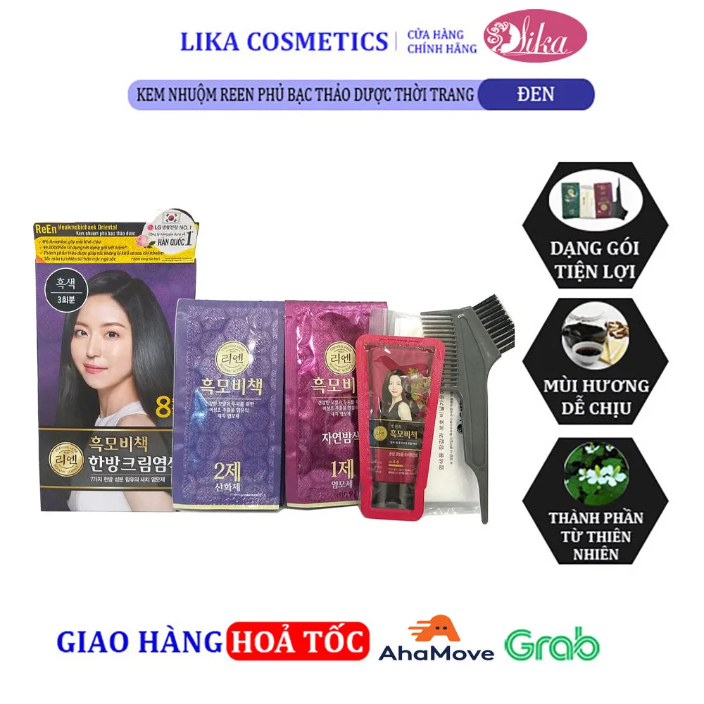 Kem nhuộm REEN Phủ Bạc Thảo Dược Thời Trang Oriental Black- Đen