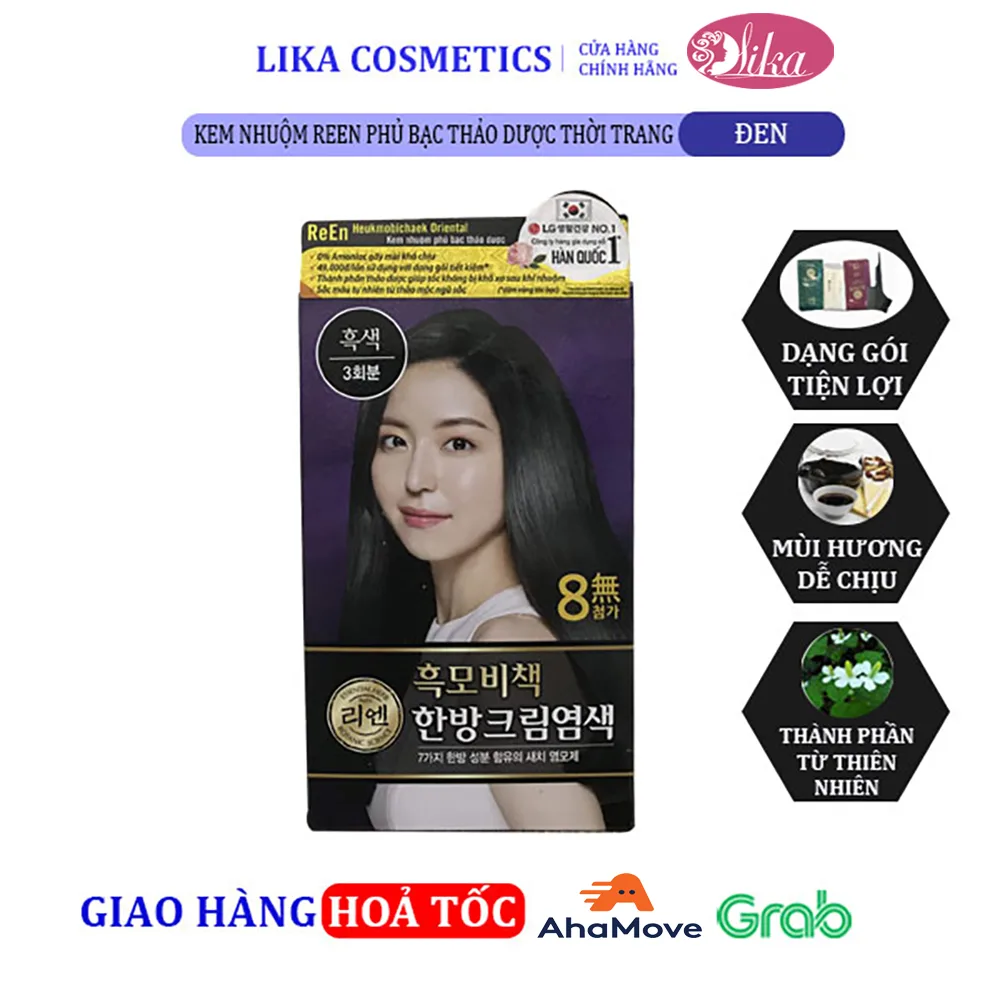 Kem nhuộm REEN Phủ Bạc Thảo Dược Thời Trang Oriental Black- Đen