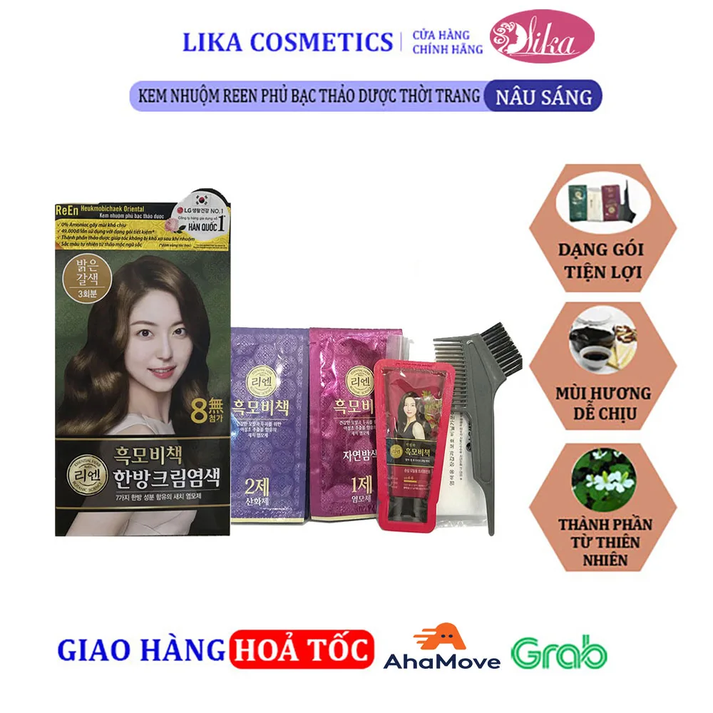 Kem nhuộm REEN Phủ Bạc Thảo Dược Thời Trang Light Brown- Nâu Sáng