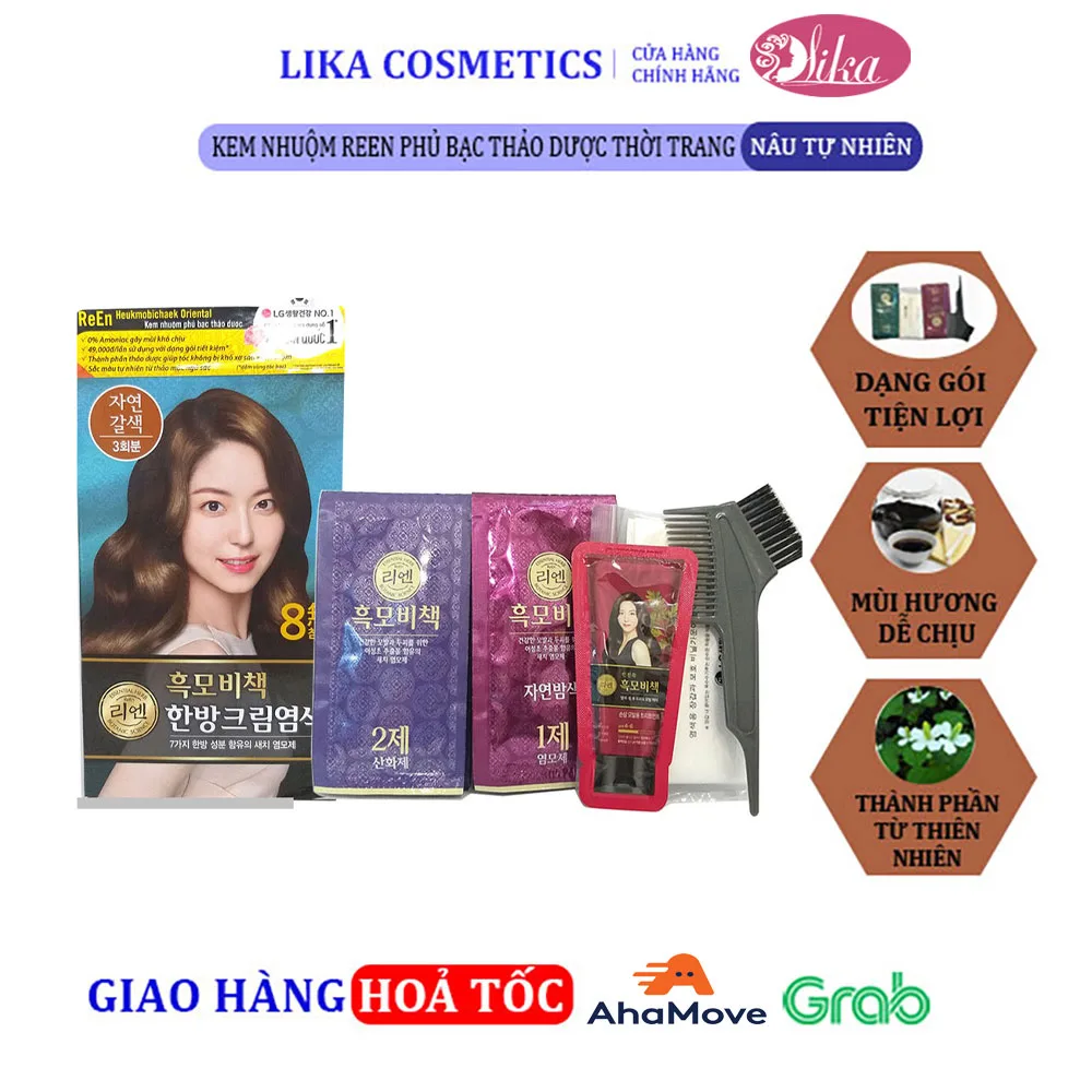 Kem nhuộm REEN Phủ Bạc Thảo Dược Thời Trang Natural Brown- Nâu tự nhiên