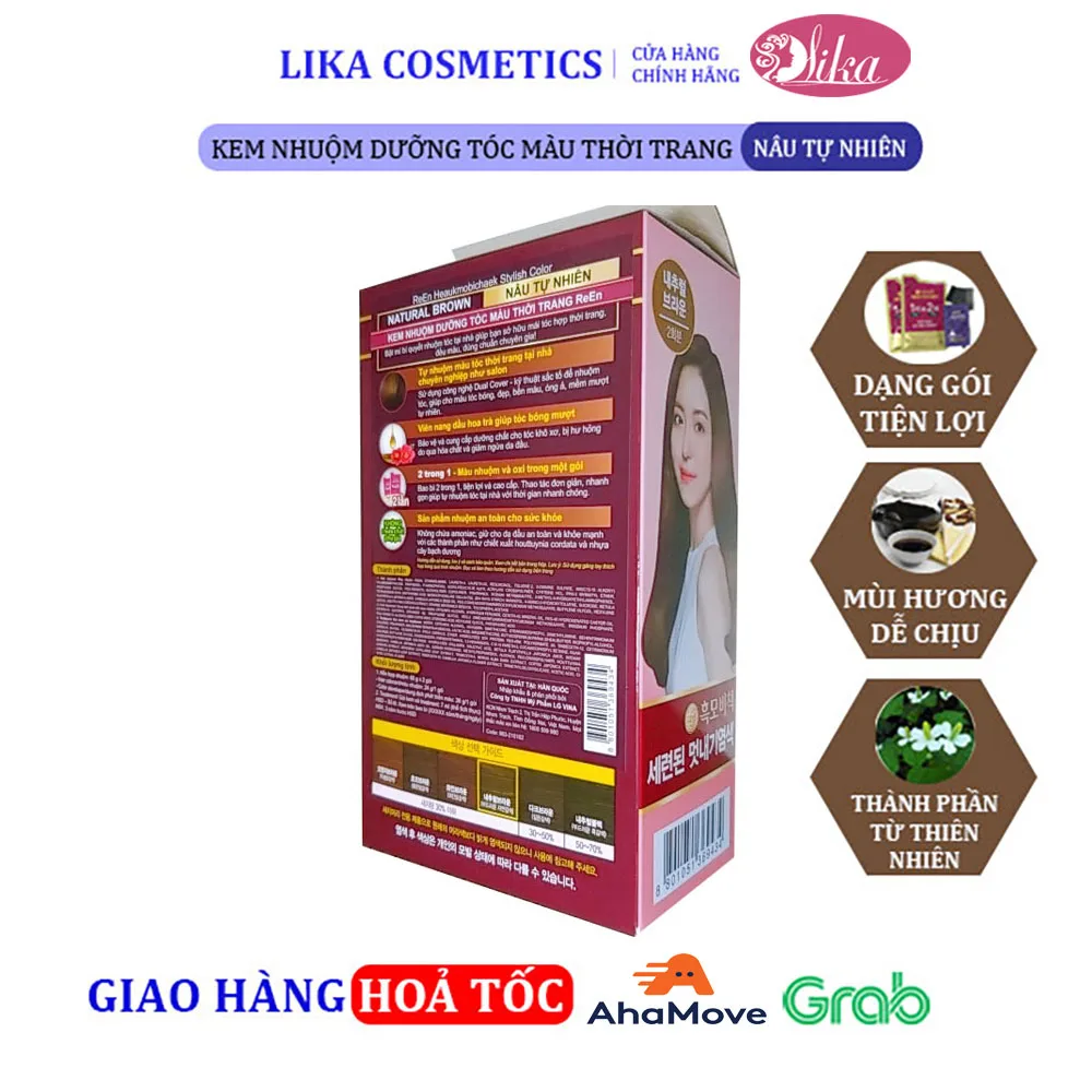 Kem nhuộm dưỡng tóc màu thời trang nâu tự nhiên