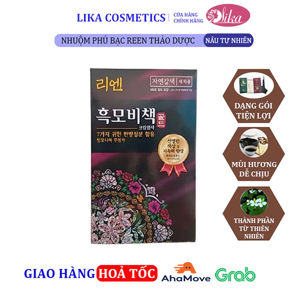 Nhuộm phủ bạc REEN thảo dược Nâu tự nhiên