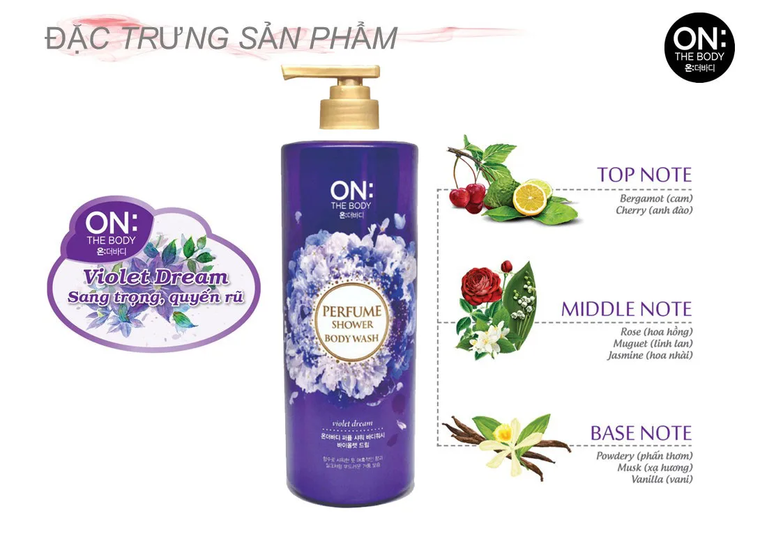 Sữa tắm hương nước hoa Perfume Violet Dream 1000g 11 Sữa tắm OTB Perfume Violet Dream 1000g- hương nước hoa quyến rũ