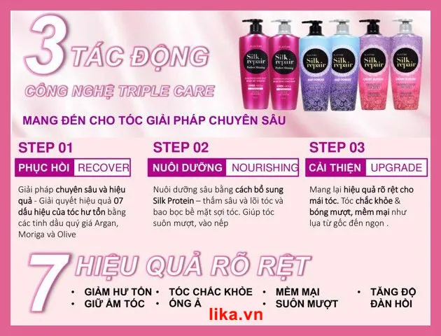 Dầu gội Elastine Silk Repair Perfect Shining 550ml 11 Công dụng Elastine silk repair Hàn Quốc