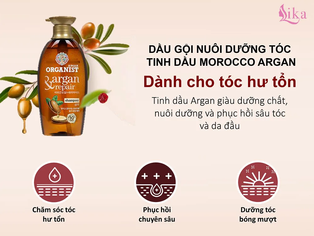 Dầu gội organist Tinh dầu Morocco Argan Dành cho tóc hư tổn