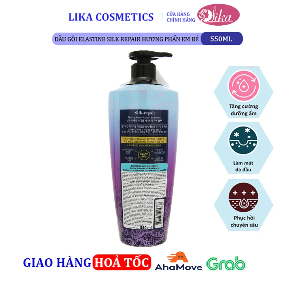Dầu gội Elastine Silk Repair Hương Phấn Em Bé 550ml 2 Dầu gội Elastine Silk Repair Hương Phấn Em Bé 550ml