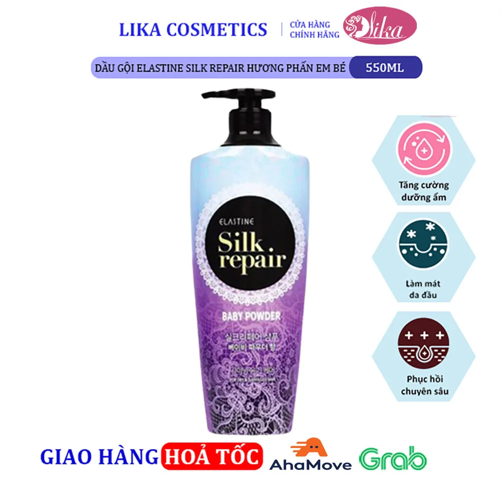 Dầu gội Elastine Silk Repair Hương Phấn Em Bé 550ml 1 Dầu gội elastine Silk Repair Hương Phấn Em Bé