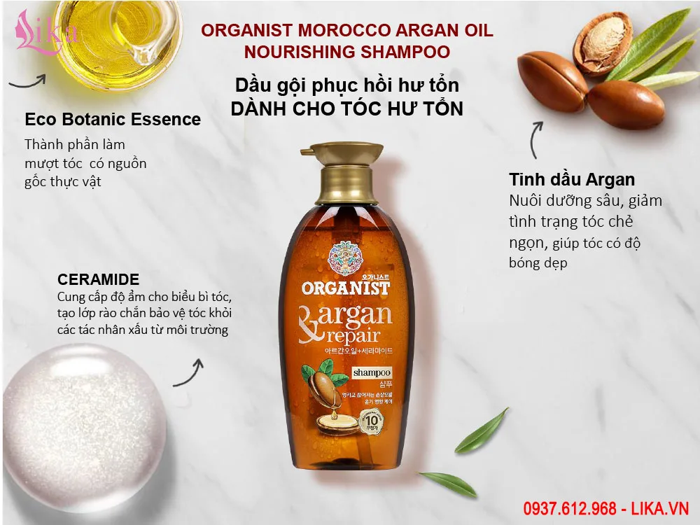 Thành phân dầu gội Organist tinh dầu Morocco Argan Hàn Quốc