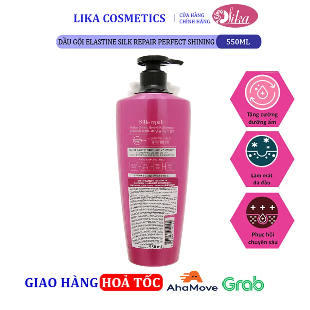 Dầu gội Elastine Silk Repair Perfect Shining 550ml 2 Dầu gội Elastine Silk Repair Perfect Shining 550ml