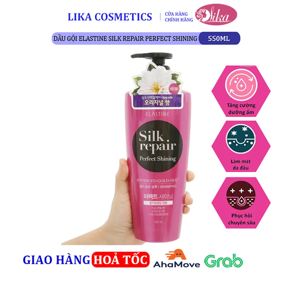 Dầu gội Elastine Silk Repair Perfect Shining 550ml 4 Dầu gội Elastine Silk Repair Perfect Shining 550ml