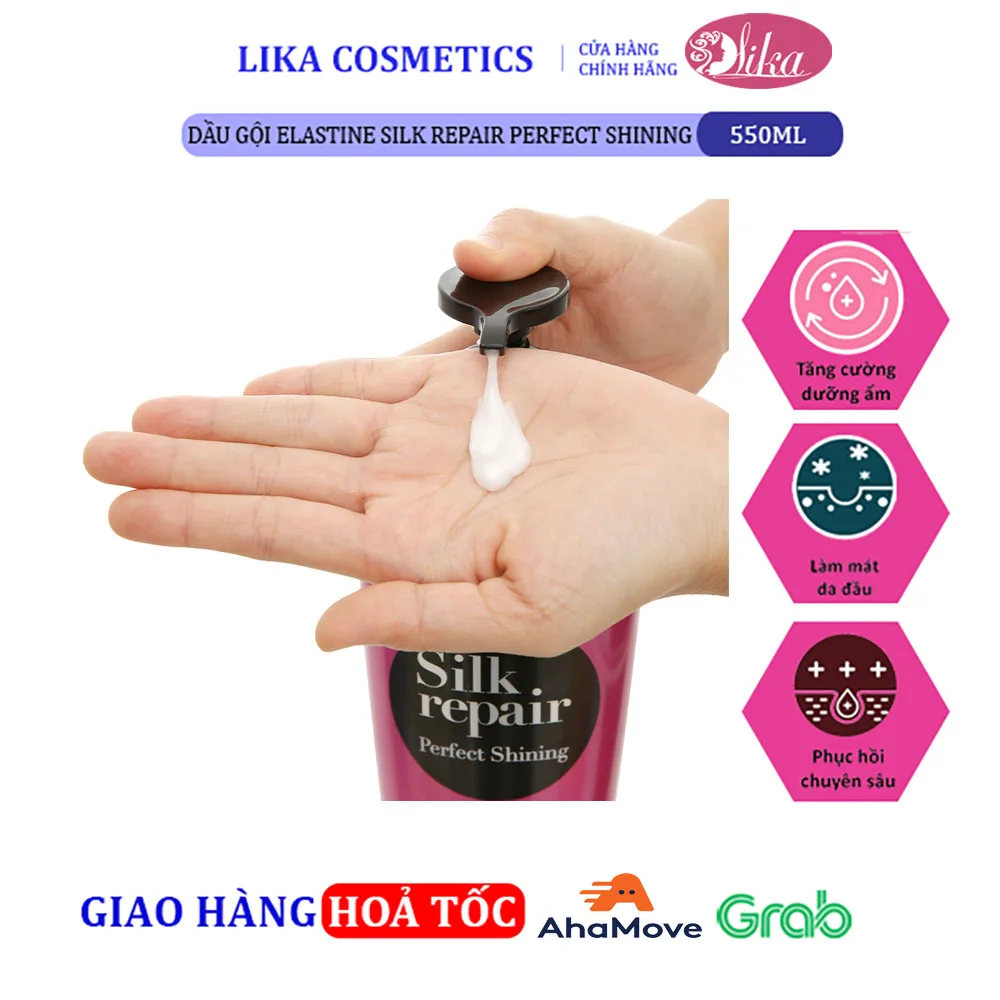 Dầu gội Elastine Silk Repair Perfect Shining 550ml 5 Dầu gội Elastine Silk Repair Perfect Shining 550ml
