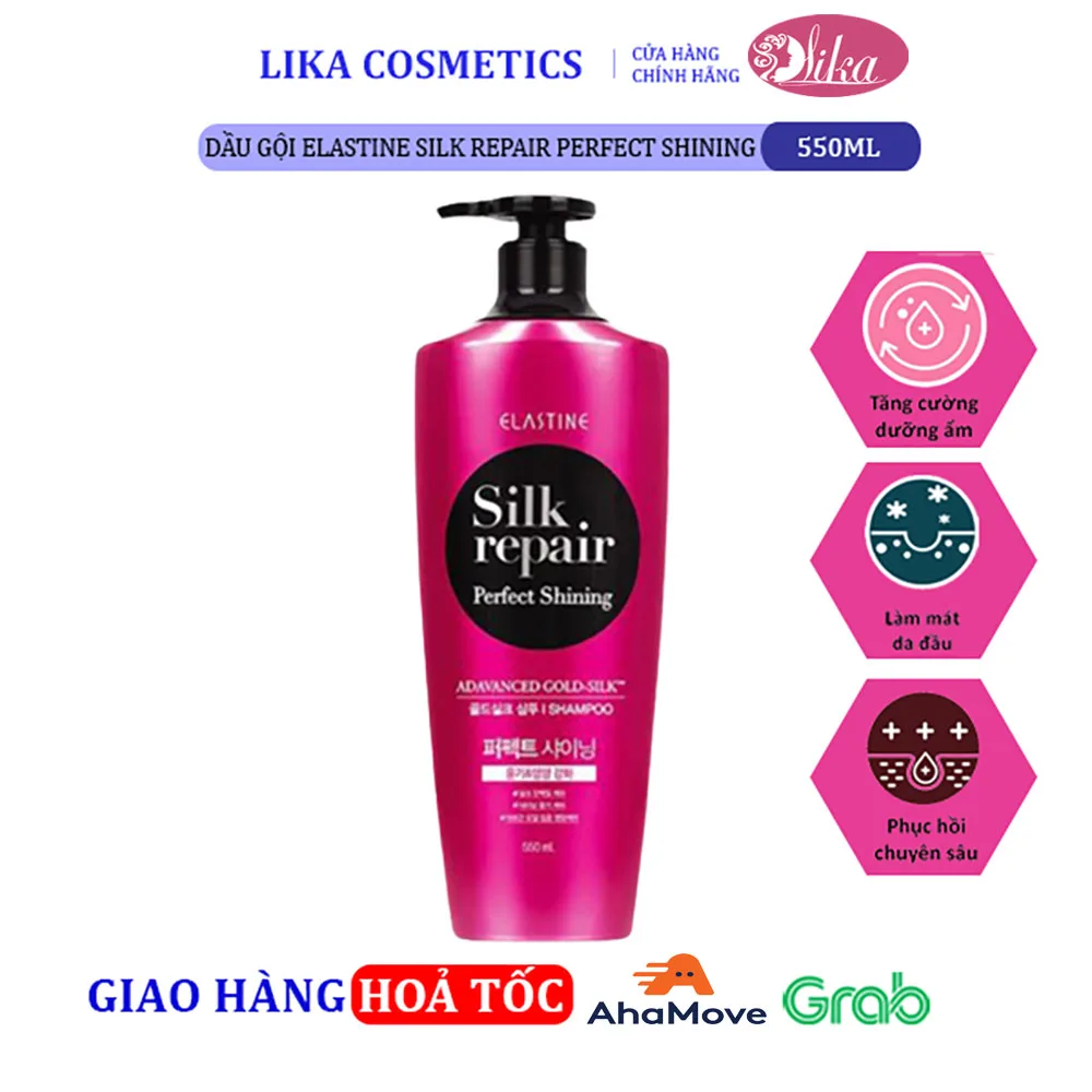 Dầu gội Elastine Silk Repair Perfect Shining 550ml 1 Dầu gội Elastine Silk Repair Perfect Shining 550ml