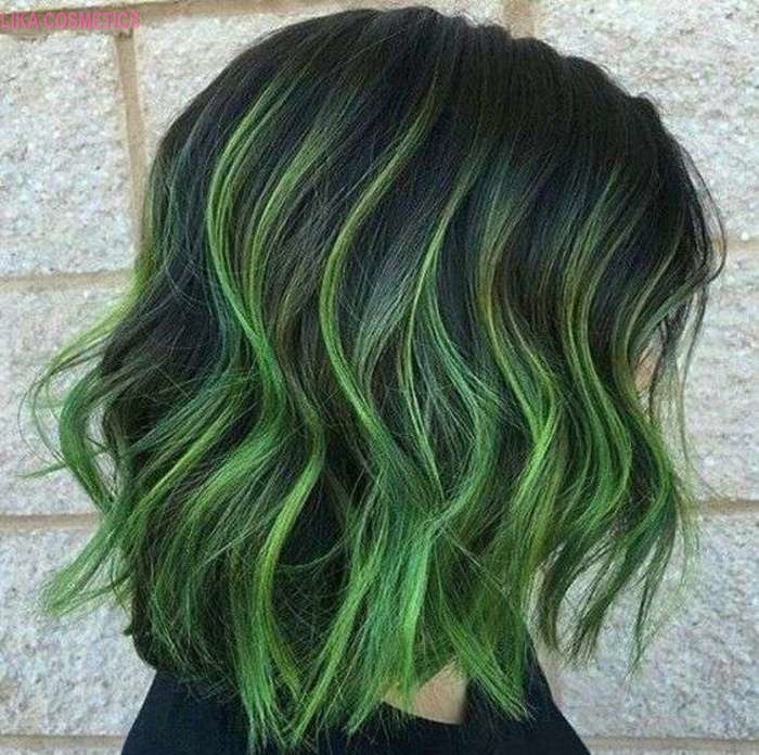 Bảng màu mới nhất về tóc highlight xanh lá cho tất cả mọi người